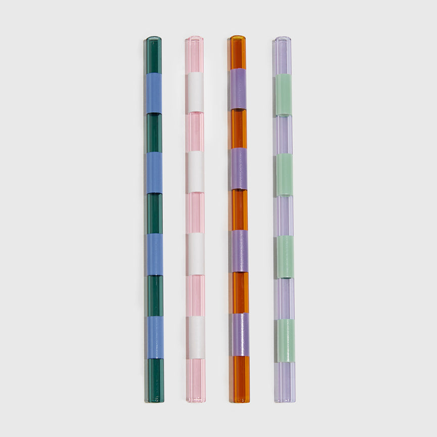 GLASS STRIPED STRAWS | 4 PER PACK