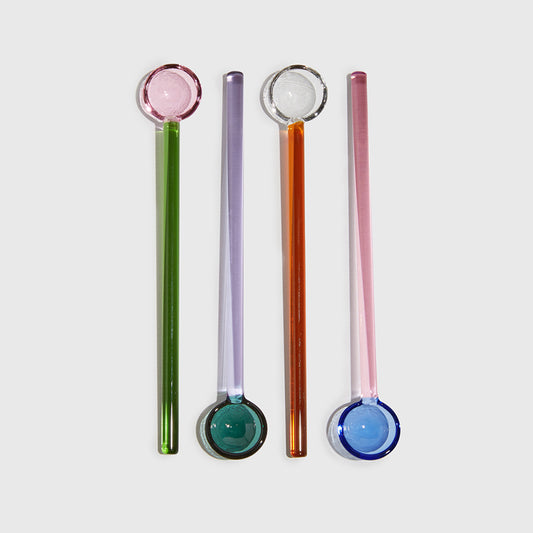 COLORED GLASS TEASPOONS | 4 PER PACK
