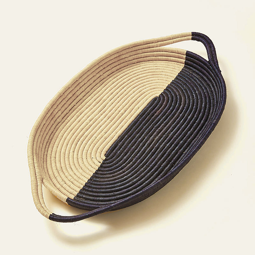 RAFFIA TWO-TONED SPLIT TRAY