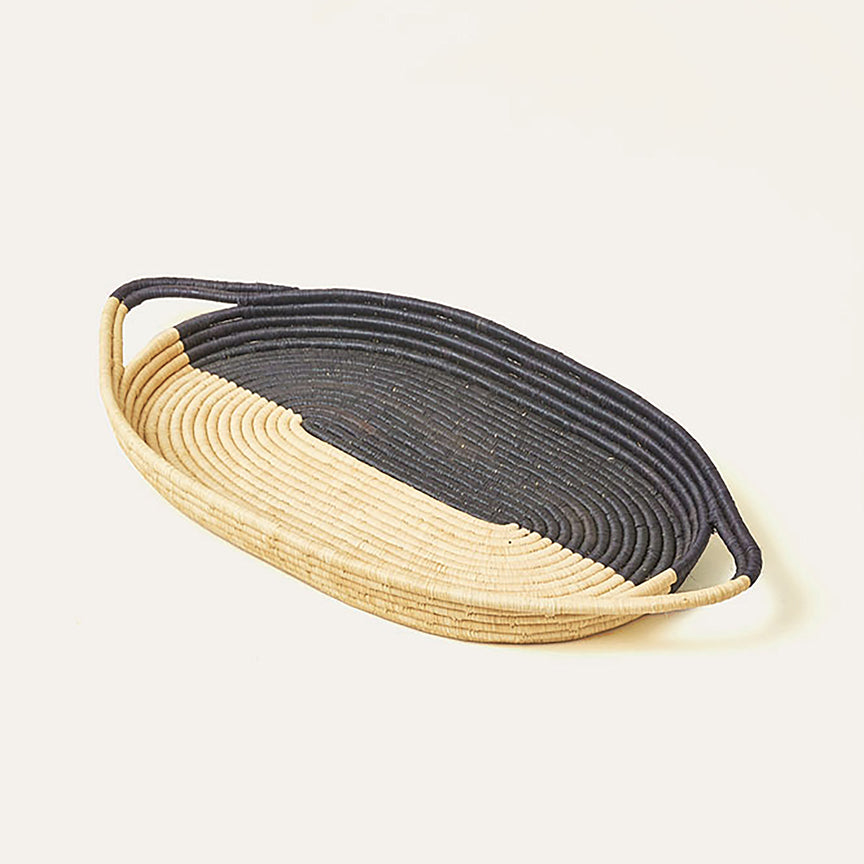 RAFFIA TWO-TONED SPLIT TRAY