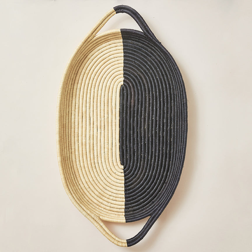 RAFFIA TWO-TONED SPLIT TRAY